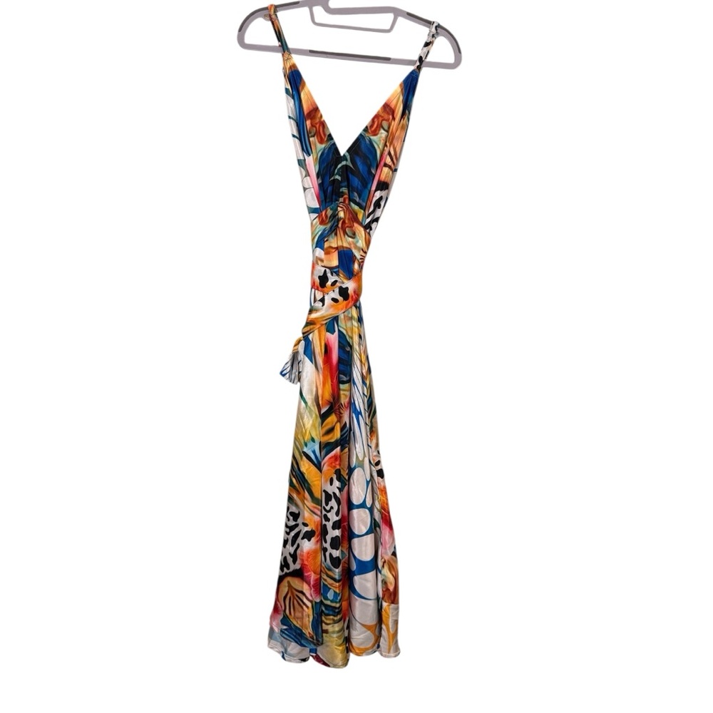 Resortwear Vacation Silk Blend Art to Wear Maxi Dress Swim Coverup OSFM